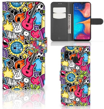 Samsung Galaxy A30 Wallet Case met Pasjes Punk Rock