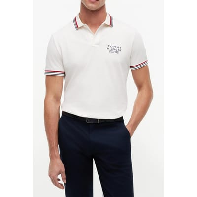 Tommy Hilfiger Regular Fit Signature Collar Polo Shirt Ivory Petal Größe: XXL | Poloshirts Outlet | Herren | Weiß