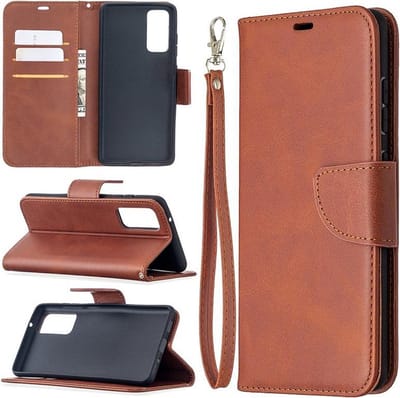 MobyDefend Hoesje - Geschikt voor Samsung Galaxy S20 FE - Wallet Book Case Met Koord - Bruin