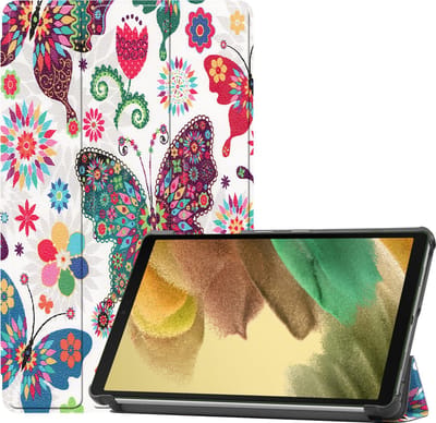 Hoes - Geschikt voor Samsung Galaxy Tab A7 Lite - Dun & Stevig - Trifold Bookcase - Hard Cover - Hardcover Book Case - Tablet Hoesje - Vlinders