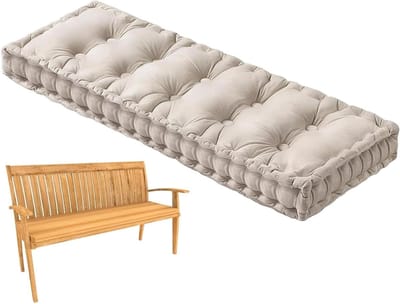 Tuinbankkussens - Dikke kussens - Comfortabel zitten - Zacht fluweel - 100x50cm - Wit