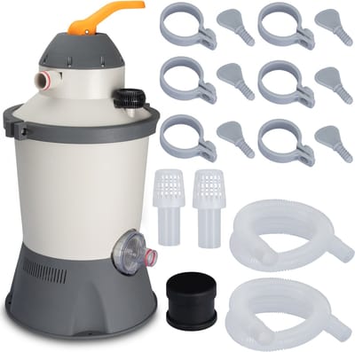 COIL Poolfilterpomp 3028 L/u met Slangen en Klemmen – Zandfilterpomp 90W voor Zwembad – Complete Filterset