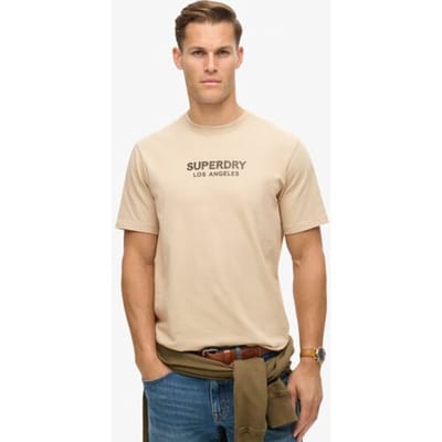 Superdry Luxe Sport T-shirt met Losse Pasvorm Beige Grootte: XL