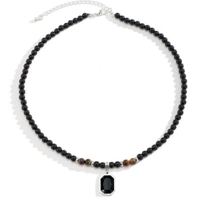 Hiphop kralen hanger ketting voor mannen zwart acryl natuursteen kralen choker jongen nek ketting sieraden zwart