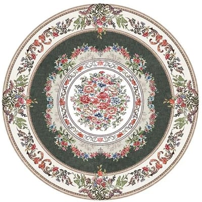 Europees Pastorale Stijl Tapijten voor Woonkamer Vintage Slaapkamer Decor Rond Tapijt Wasbare Pluche Mat Pluizig Zacht Lounge Kleed 80x80cm