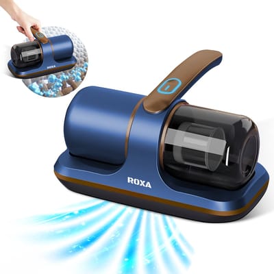 Roxa Huisstofmijt Stofzuiger - UV Lamp Sterilisator - Matras, Tapijt, Meubel, Zetel & Bank Reiniger Apparaat - Kruimeldief snoerloos best verkocht - Bacterie, Mijt & Schimmel Bestrijder - Zonder Zak - USB Opladen - Blauw - 2025