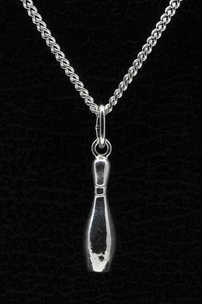 Zilveren Bowlingpin ketting hanger - middel