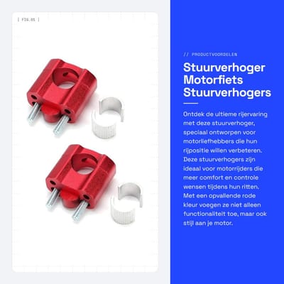 Dailygoods- Stuurverhoger 1 Paar 22 mm/28 mm - Stuurklemmen - Motorfiets Accessoires - Verhogers - Rood - Compatibel met diverse modellen