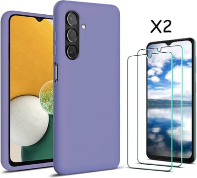 Hoesje Geschikt Voor Samsung Galaxy A13 5G / A04s hoesje silicone soft back cover - met Screenprotector 2 PACK – Lila