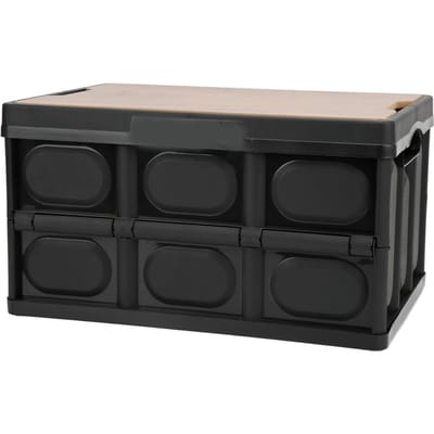 30L Outdoor Multifunctionele Opvouwbare Opbergdoos Verdikken Verwijderbare Draagbare Opbergdoos met Houten Paneel voor Buiten zwart