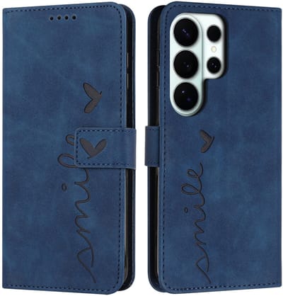 Coverup Hoesje - Geschikt voor Samsung Galaxy S26 Ultra Hoesje - Coverup Smile Book Case - Blauw