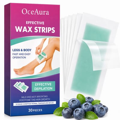 OceAura | Waxstrips Gevoelige Huid | Bosbes Wax Strips | Ontharingsstrips | Koude Wax Strips | Waxstrips Benen | Waxstrips Gezicht | Waxstrips Oksels | Haar Verwijderen | Waxstrips Vrouwen | Ontharen Lichaam | 30 Stuks