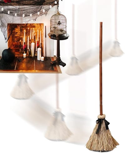 Heksenbezem - Decoratieve Bezem - Feestdecoratie - Inclusief Lichteffect - 110 cm Lengte
