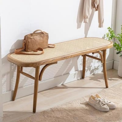 Rotan Bank Ottomaanse Zitting Houten Hal Keuken Hoekbank