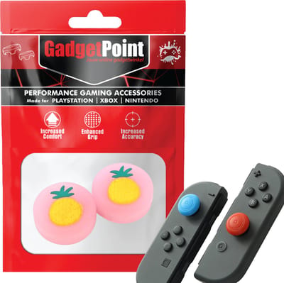 Gadgetpoint - Thumb Grips voor Nintendo Switch Joy-Con Controllers - Gaming Thumbgrips - Performance Anti-Slip Thumbsticks - Bescherming Accessoires - Fruit - Ananas roze