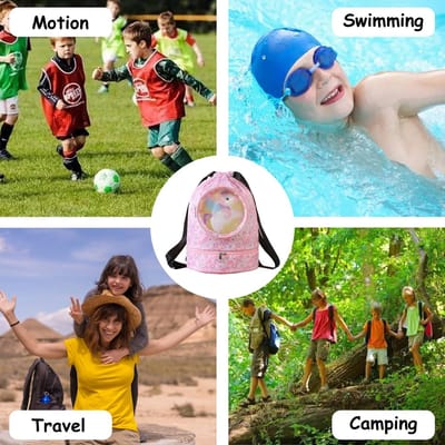 Rugzak met trekkoord voor kinderen, waterdicht, grote sporttas met schoenenvak, gymtas