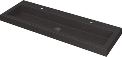 INK Dock wastafel quartz met ,2 kraangaten, 120x6x40cm, quartz zwart