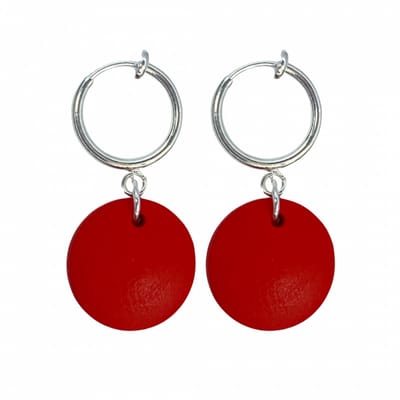 Klem oorbellen Tordis Rood hout 1.5 cm