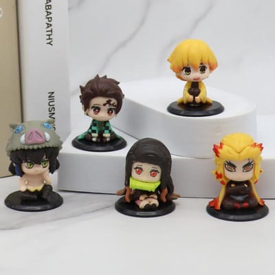 4 Stuks/Set Demon Slayer Kamado Tanjirou Nezuko Figuur Speelgoed Q Versie Kimetsu No Yaiba Agatsuma Zenitsu Actiefiguur Model Poppen