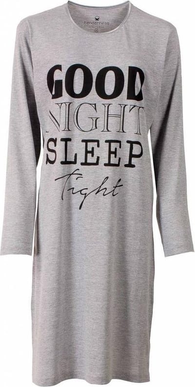 Tenderness Dames Nachthemd - 100% Katoen - Licht Grijs - Maat XL