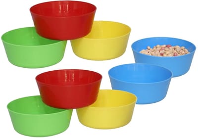 Gerimport Picknick/camping kommen/snack schaaltje - 8x stuks - multi - kunststof - herbruikbaar