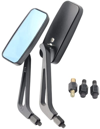 Dailygoods- Achteruitkijkspiegel Universeel - 2 Stuks - Aluminiumlegering - Verstelbare Hoek - Rookblauw - Inclusief Adapters - Motorfiets Spiegel
