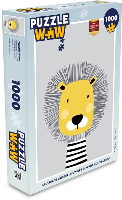 Puzzel Illustratie van een leeuw op een grijze achtergrond - Legpuzzel - Puzzel 1000 stukjes volwassenen