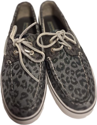 SPERRY- BOOTSHOES-CANVAS-BLACK LEOPARD-SIZE 39.5