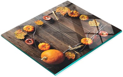 Gehard multifunctioneel decoratief bord van glas met pompoenen en bladeren, 60x52 cm