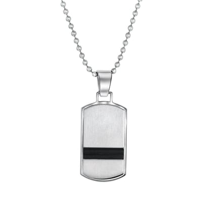 Lucardi Heren Ketting met hanger plaat - Staal - Ketting - Vaderdag Cadeautje - 50 cm - Zilverkleurig