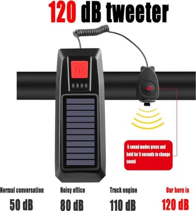 BikerVibes - Fietsverlichting USB Oplaadbaar – Voorlamp Fiets - Zaklamp - Solar – Voorlicht – LED - Waterdicht - Fietslampje - 250 Lumen - Zwart/groen