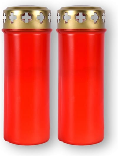 Set van 2 Herdenkingskaars Voor Binnen En Buiten | Rood Grafkaarsen | Steek de Gedenkkaarsen Aan Ter Nagedachtenis Aan Uw Geliefde