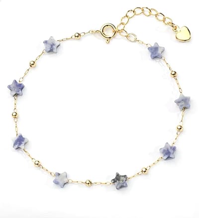 Armband meisje- Goudkleurige Armband Meisje- Armband met Sterren- Ster Armband Blauw- Stainless Steel- LiLaLove- Kind- Cadeau Meisje