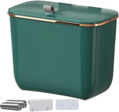 Wandmontage Afvalemmer - Keukenmand Compostbak - Ruimte Besparen - Met Zakhouder - 26 x 22 x 16 cm - Groen