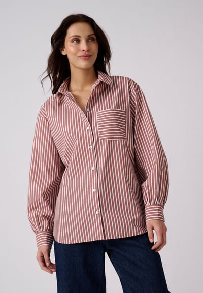 Damart - Gestreept overhemd - Dames - Roze - 52