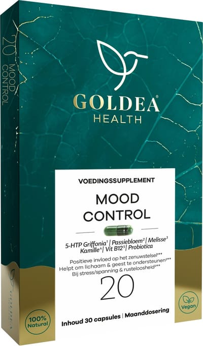 Goldea Health Mood Control - Vegan - Voedingssupplement - 5-HTP (Griffonia), Passiebloem & Citroenmellise - Voor focus & heldere geest - 30 capsules