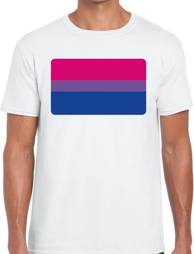 Bisexueel vlag gaypride t-shirt - wit shirt met vlag in Bi kleuren voor heren - gaypride/LHBT kleding S