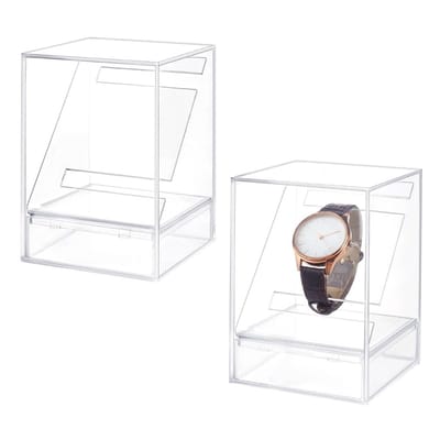 Dailygoods- Horlogehouder 2 Stuks - Acryl Display Stand - Enkele Horloge Houder - Sieraden Organizer - Crush-proof - Compact 3x3x4,7 Inch