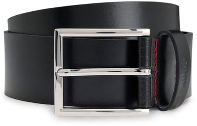 HUGO Leren Riem Giaspo Sz40 Belt W100 Black Zwart