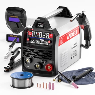 ANDELI 2025 220V Nieuwe Aanwinst 220V MIG-135 Plus LED Mig MMA Flux Mig Lasmachine met Lashelm