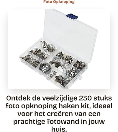 Dailygoods- Foto Opknoping Haken Kit 230 Stuks - Foto Opknoping Gereedschap - Fotolijst Assortiment - Haken voor Spiegels - Haken voor Klokken - Haken voor Kunstwerken - Foto Ophangset