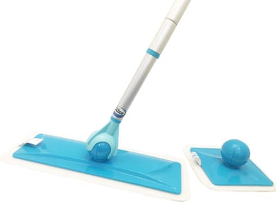 Aqua Laser Vloermop | Microvezelmop set met gratis 6 microfiber doeken en gratis raamwisser | Clickball – Dweil - vloerreiniger - dweilset – vloerwisser – dweilsysteem compleet – voordeelset – voor tegel en houten vloeren met draaibare schanier
