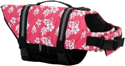 Honden Zwemvest - Reddingsvest Hond Drijfvest Puppy - Veilig Zwemmen - Verstelbaar met Handvat - Maat S - Roze Bloem