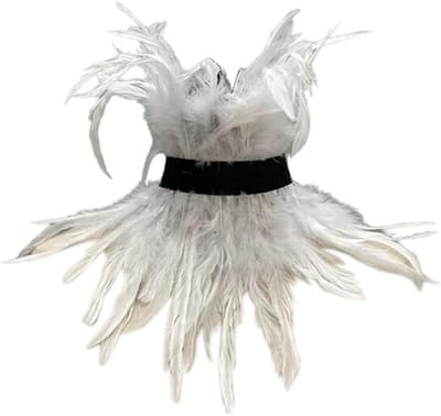 Natuurlijke Veren Sjaal voor Halloween, Punk en Gothic Kostuums - Choker en Cape Stijl voor Dames