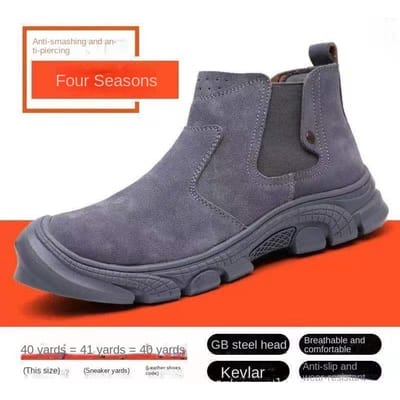 Chaussures de soudure électriques à une pédale, Chaussures d'assurance travail résistantes aux hautes températures, Ceinture anti-écrasement pour hommes, Chaussures de travail à embout en acier et plaque d'acier 46 gray