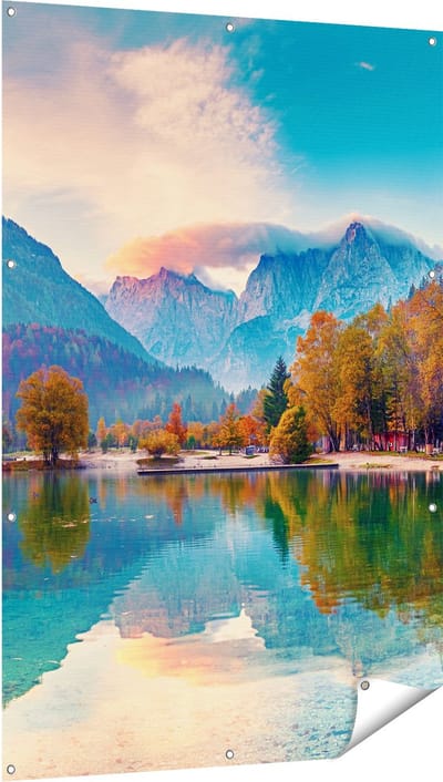 Gards Tuinposter Meer - 100x150 cm - Tuindoek - Tuindecoratie - Wanddecoratie buiten - Tuinschilderij