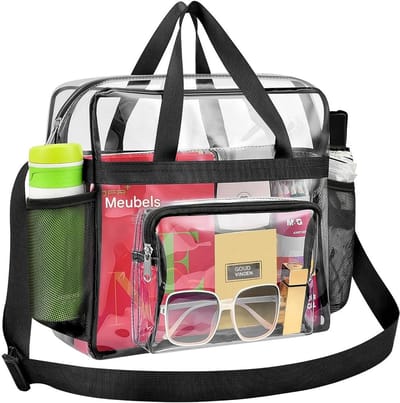 GELLDG Transparante handtas - Transparante PVC Tas - 28x27x13cm - Waterdicht en Slijtvast - Met Handgreep en Verstelbare Schouderband - Geschikt voor Supermarkt, Sportwedstrijden, Concerten en Bibliotheekgebruik