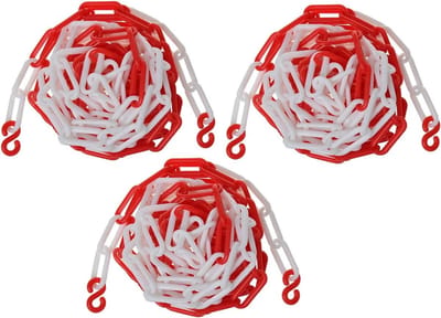 Afzetketting met haken - rood/wit - 15 meter - kunststof - markeerketting - afzetting