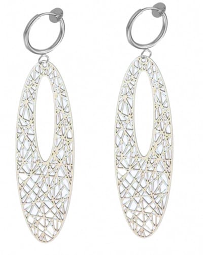 Klem oorbellen- lang- filigraan -zilverkleurig- geen gaatje- Charme Bijoux