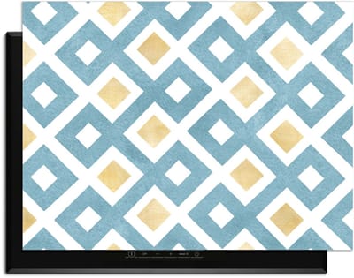 KitchenArt - Diamond Wave Blue - Inductie Beschermer - 78x52 cm - Kookplaat Beschermer - Luxe Afdekplaat Inductieplaat - Anti-slip & Oprolbaar - Beschermmat Inductiekookplaat